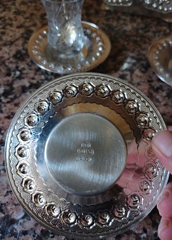 Beden Gümüş Detaylı 3'lü Çay Seti