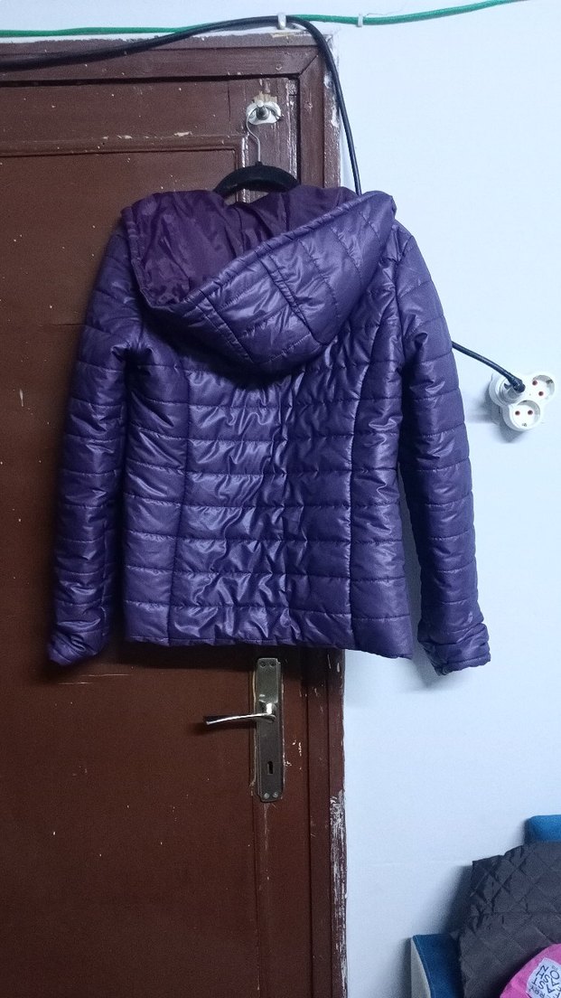 Mor Fermuarlı Kadın Mont - Görsel 2