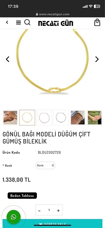 Altın kaplama bileklik