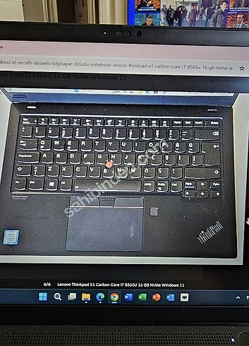  Beden Renk Lenova thinkpad X1 Carbon Core i7 8565U 16 GB NvMe Windows 11