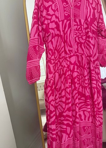 diğer Beden pembe Renk Pamuklu Pembe Tesettür Elbise
