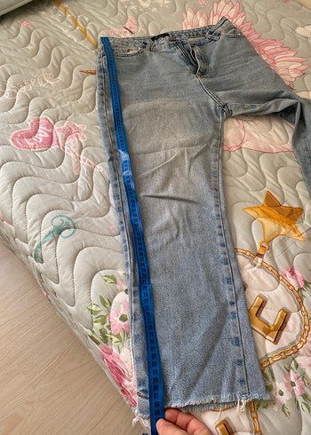 36 Beden mavi Renk Kadın Mavi Bol Kesim Midi Boy Kot Pantolon