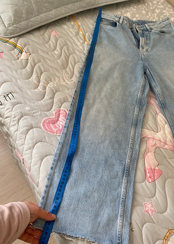 H&M Düğmeli Bağlama Desenli Mavi Kadın Jean