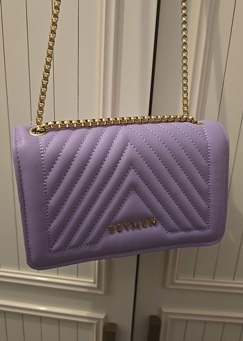 Mor Zincir Detaylı Kadın Deri Çanta - Görsel 2