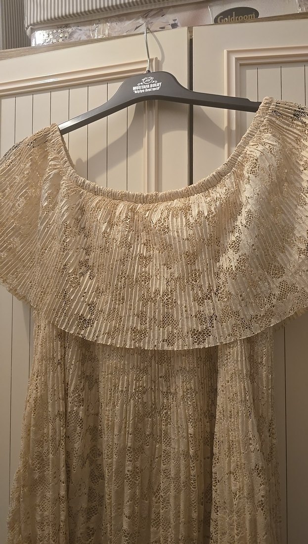 Bej dantelli Bohem Kadın Elbise - Görsel 3