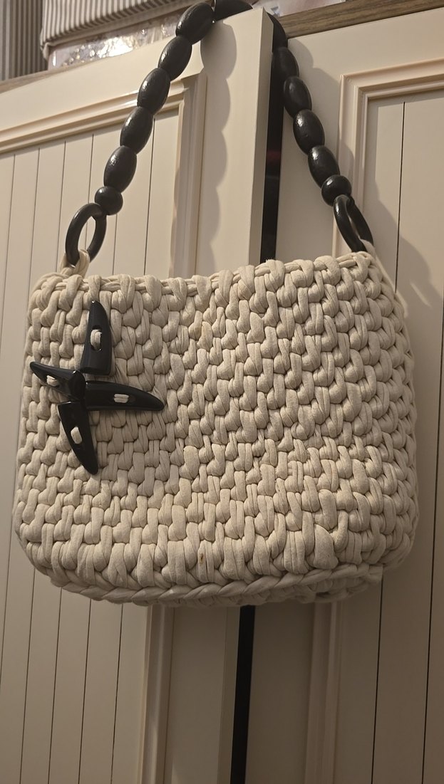 Örgü Kadın Çanta Siyah Detaylı - Görsel 2