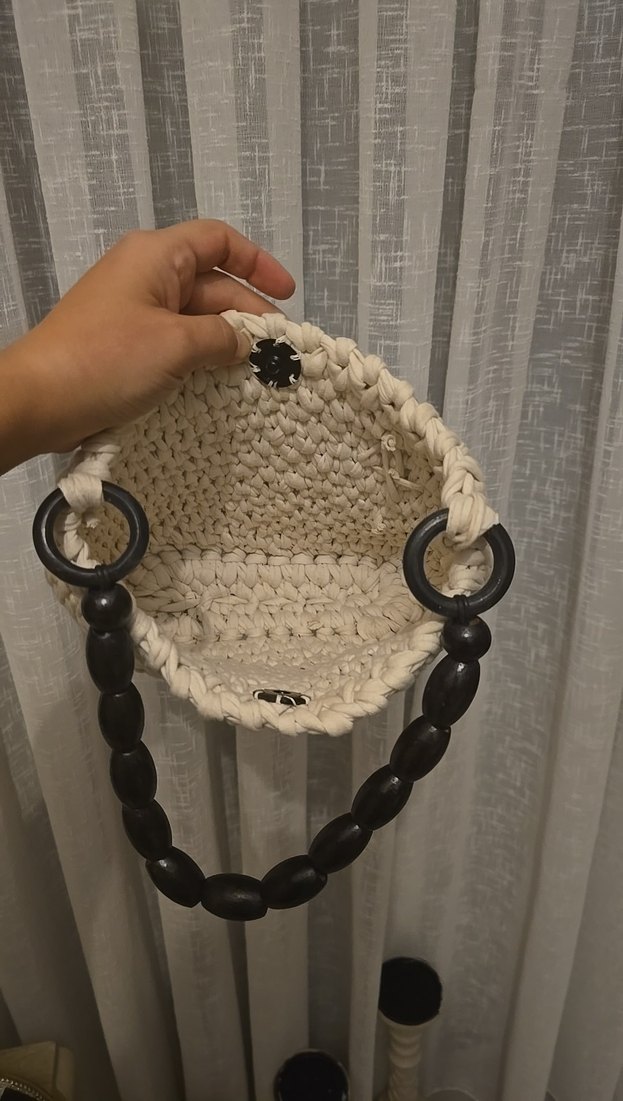 Örgü Kadın Çanta Siyah Detaylı - Görsel 3