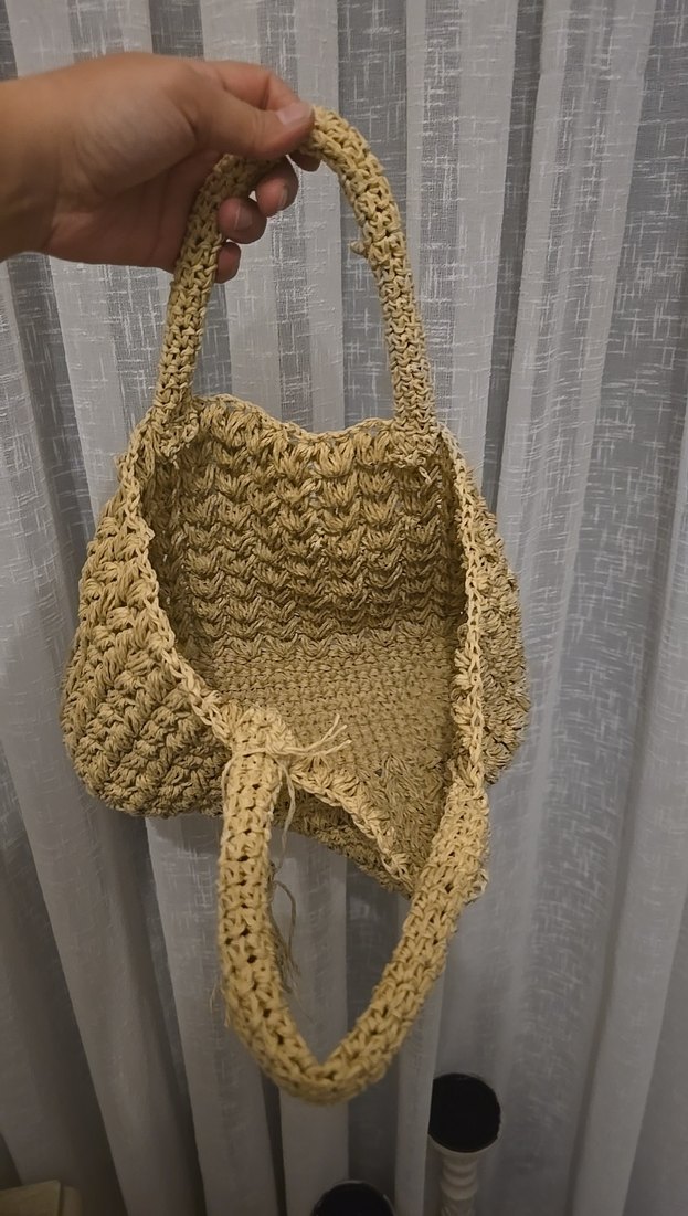 Püsküllü hasır el Örgü Kadın Çanta - Görsel 3