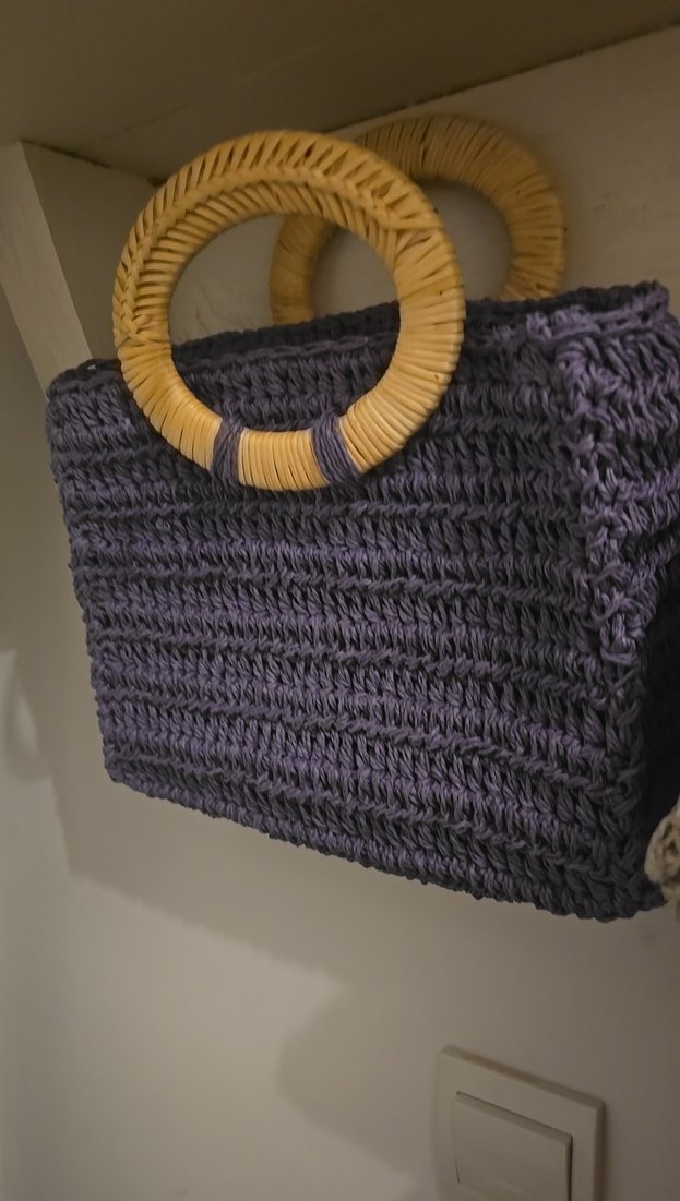 Bohem El Örgü Kadın Çanta Hasır Saplı - Görsel 2