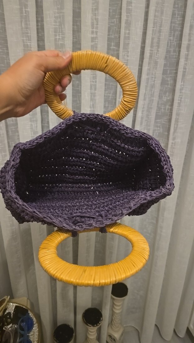 Bohem El Örgü Kadın Çanta Hasır Saplı - Görsel 4