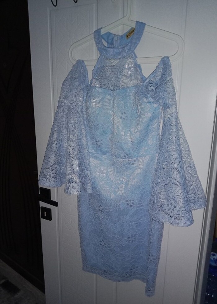 Bebek mavisi balık abiye  - Görsel 2