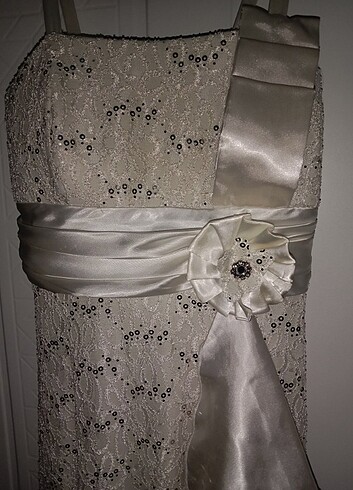 Krem rengi abiye - Görsel 5