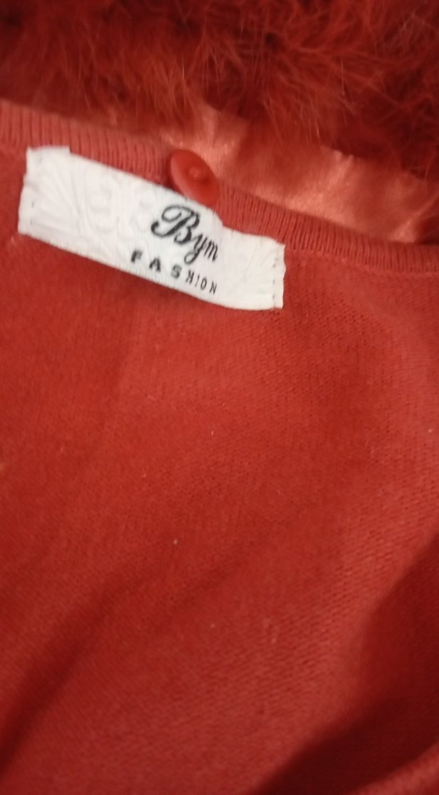 Kırmızı Kürklü Nakışlı Bohem Kadın Kazak - Görsel 3