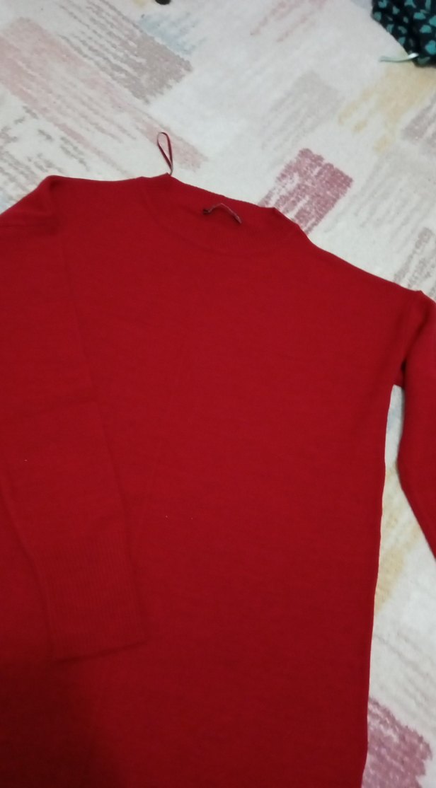 Kırmızı Kadın Uzun Kollu Triko Elbise - Görsel 2