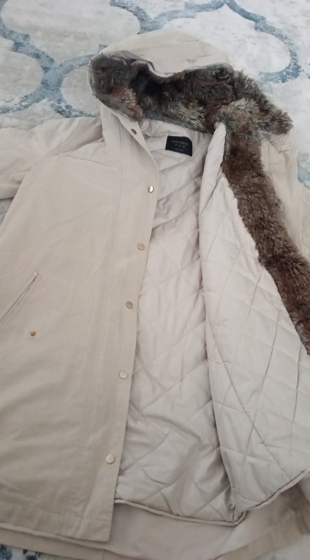 Kürklü Kapüşonlu Kadın Mont - Görsel 3