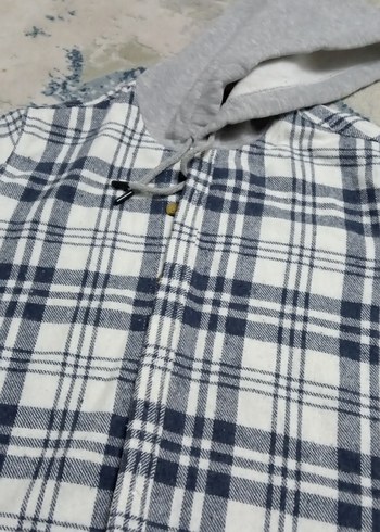 Kapüşonlu Gri Ekose Gömlek - Görsel 2