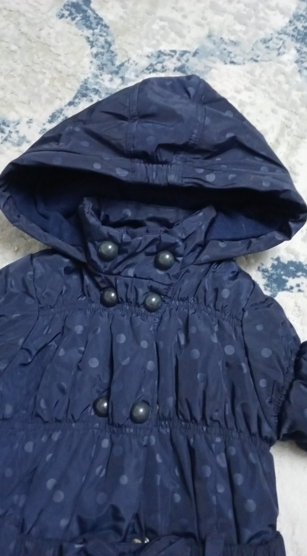 Kemerli Kız Çocuk Lacivert Mont - Görsel 4