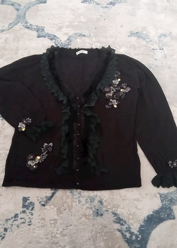 Nakışlı Siyah Goth Kadın Hırka