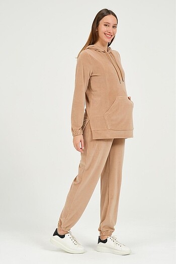 EMZİRME DETAYLI HAMİLE KADİFE TAKIM - Görsel 4