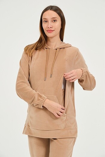 EMZİRME DETAYLI HAMİLE KADİFE TAKIM - Görsel 5