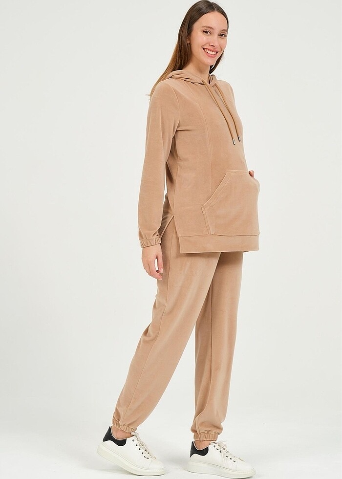 EMZİRME DETAYLI HAMİLE KADİFE TAKIM - Görsel 4