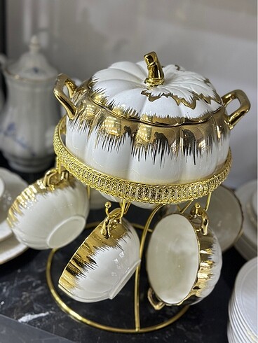 LÜKS GOLD PORSELEN ÇORBA SETİ