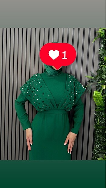 Diğer BONCUKLU YEŞİL ABİYE ELBİSE