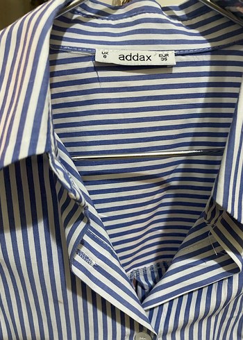 Mavi Çizgili Pamuklu Kadın Gömlek - Görsel 2