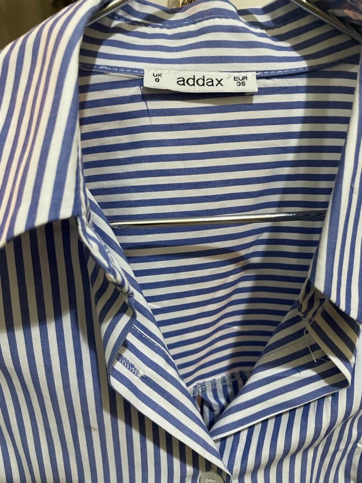 Mavi Çizgili Pamuklu Kadın Gömlek - Görsel 2