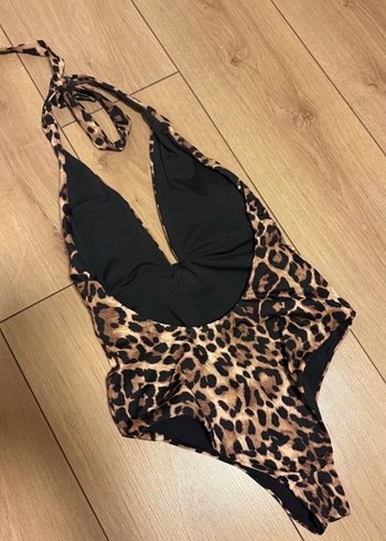 Kahverengi Leopar Desenli Kadın Mayo - Görsel 2