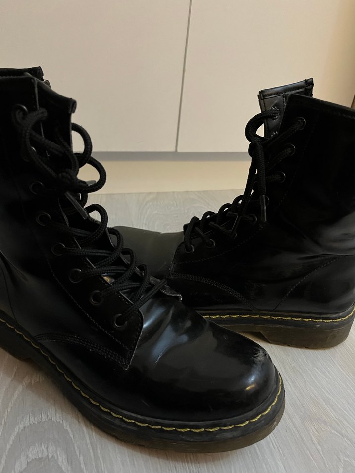 Siyah Deri Stiletto Topuklu Punk Bot - Görsel 2