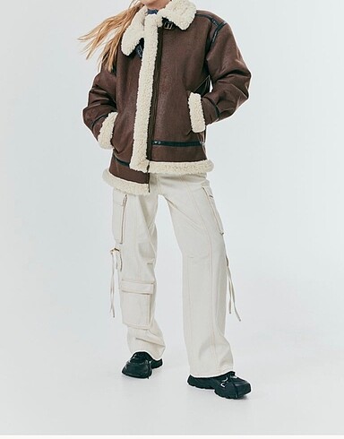 H&M Deri peluş oversize ceket
