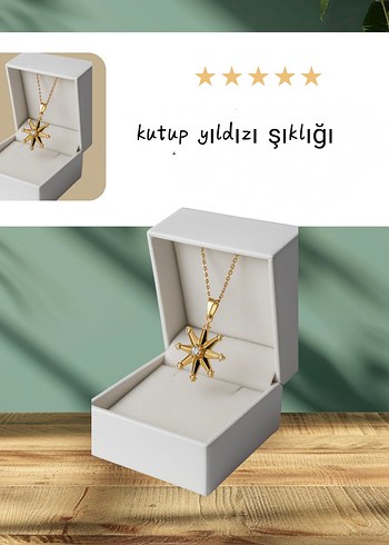 Çelik Altın Renkli Kutup Yıldızı Kolye