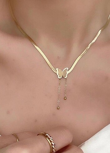  Beden ÇELİK KELEBEK MODEL KOLYE