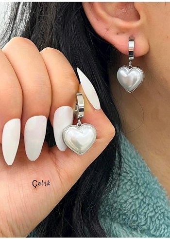 ÇELİK İNCİLİ KALPLİ MODEL KÜPE