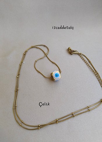 ÇELİK DORİKALI NAZARLI UZUN KOLYE