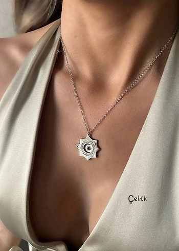 ÇELİK PLAKA AY YILDIZLI MODEL KOLYE