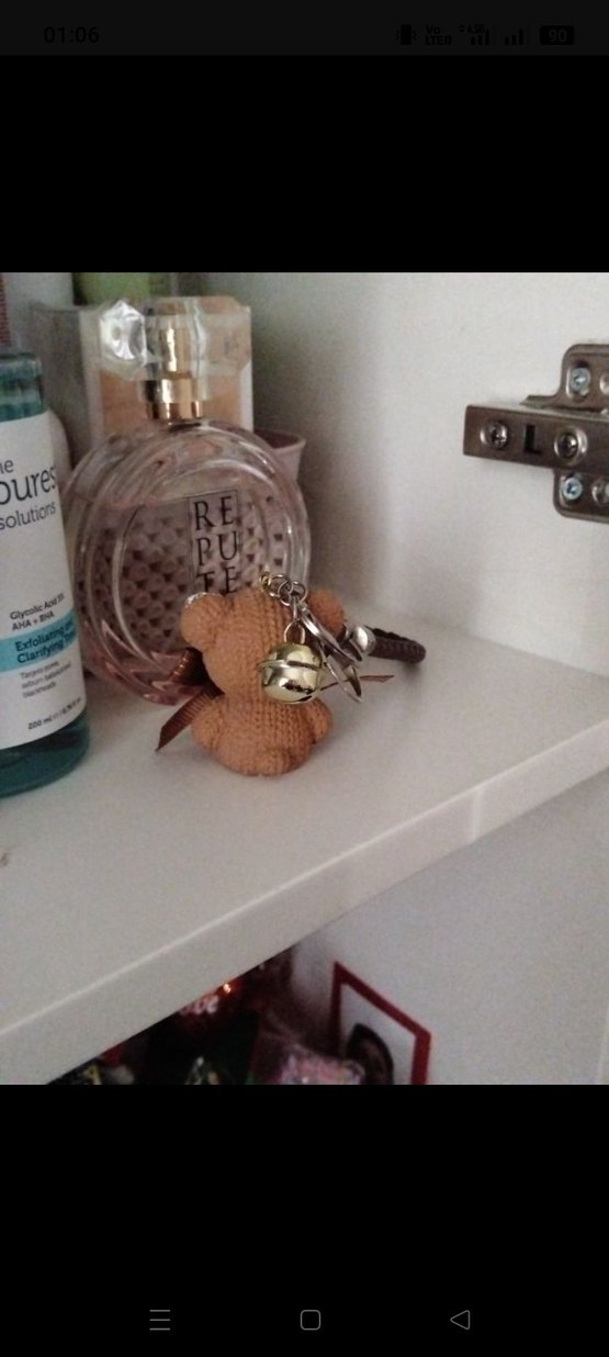 Püsküllü Kahverengi Bohem Ayıcık Anahtarlık - Görsel 2