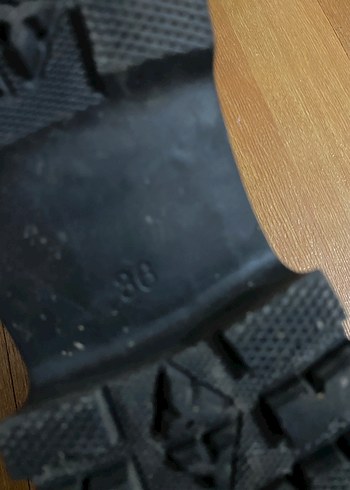36 Beden Siyah Deri Bağcıklı Goth Blok Topuk Bot