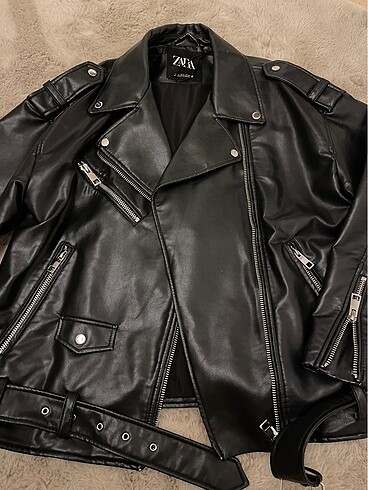 Zara siyah oversize deri ceket