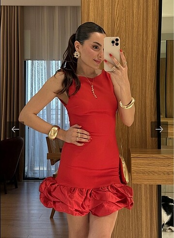 kırmızı zara model elbise