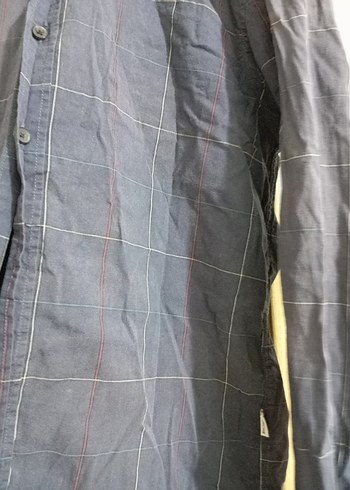 Erkek Koyu Mavi Keten Gömlek - Görsel 4