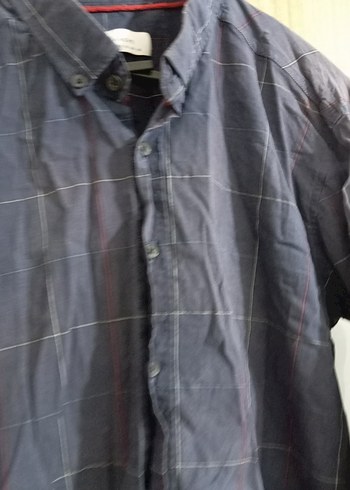 Erkek Koyu Mavi Keten Gömlek - Görsel 2