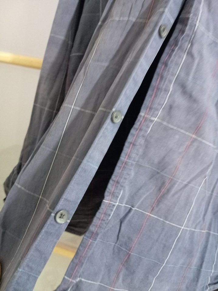 Erkek Koyu Mavi Keten Gömlek - Görsel 3