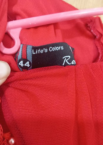 Kırmızı Uzun Kollu Kadın Abiye Elbise - Görsel 5