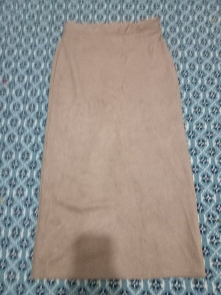 Bej Süet Kadın Uzun Etek - Görsel 2