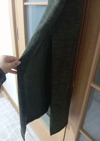 Gri Yeşil Örgü Kolsuz Midi Kadın Tunik - Görsel 4