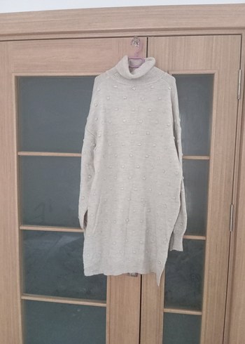 Gri Boğazlı Triko Midi Kadın Kazak - Görsel 2