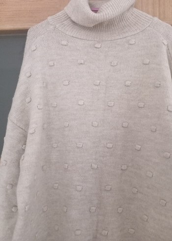 Gri Boğazlı Triko Midi Kadın Kazak - Görsel 3