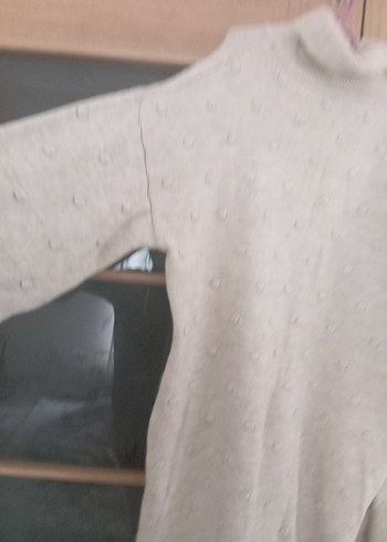 Gri Boğazlı Triko Midi Kadın Kazak - Görsel 6